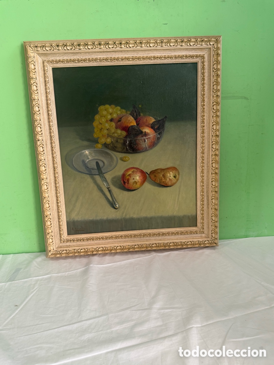 Arte: A. Rosell&oacute; &ndash; Bodeg&oacute;n con frutas &ndash; &Oacute;leo sobre lienzo &ndash; Escuela Catalana &ndash; 1954
