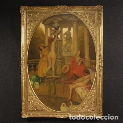 Arte: Gran cuadro del siglo 20 atribuido a Alfredo Protti, Los cisnes.