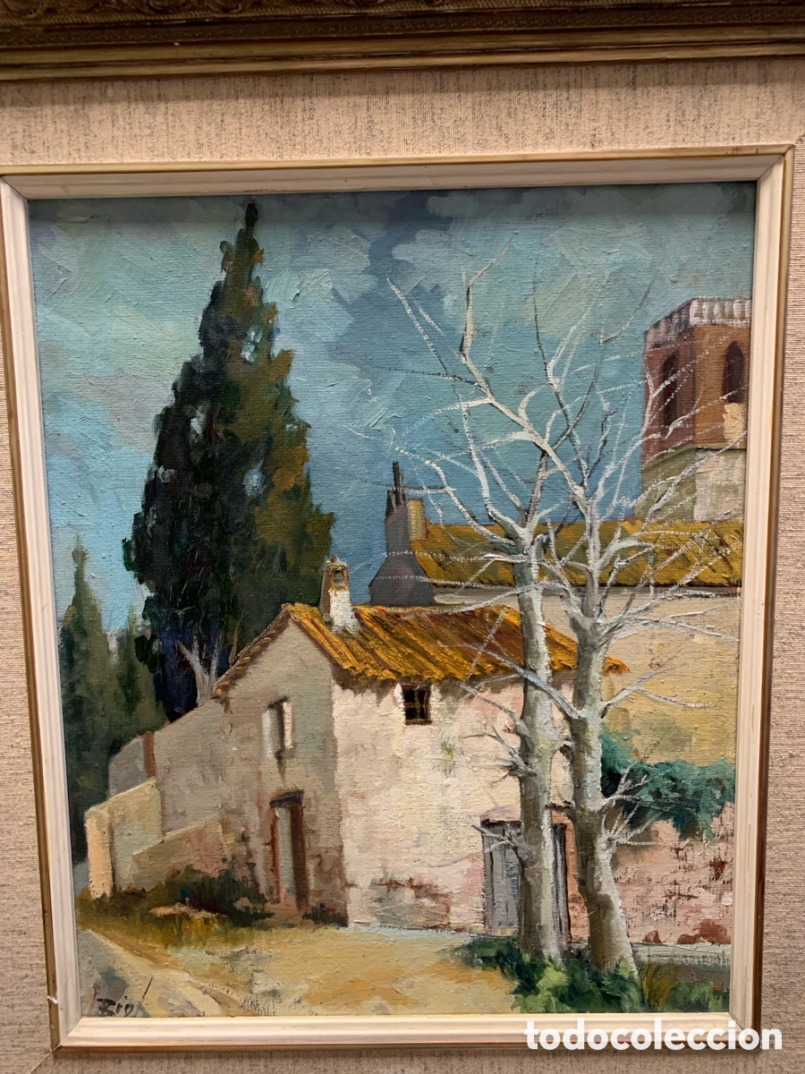 Arte: Josep Bio 1929, vista de Santiga (sabadell), 36,5x44 obra y 58x66 con marco