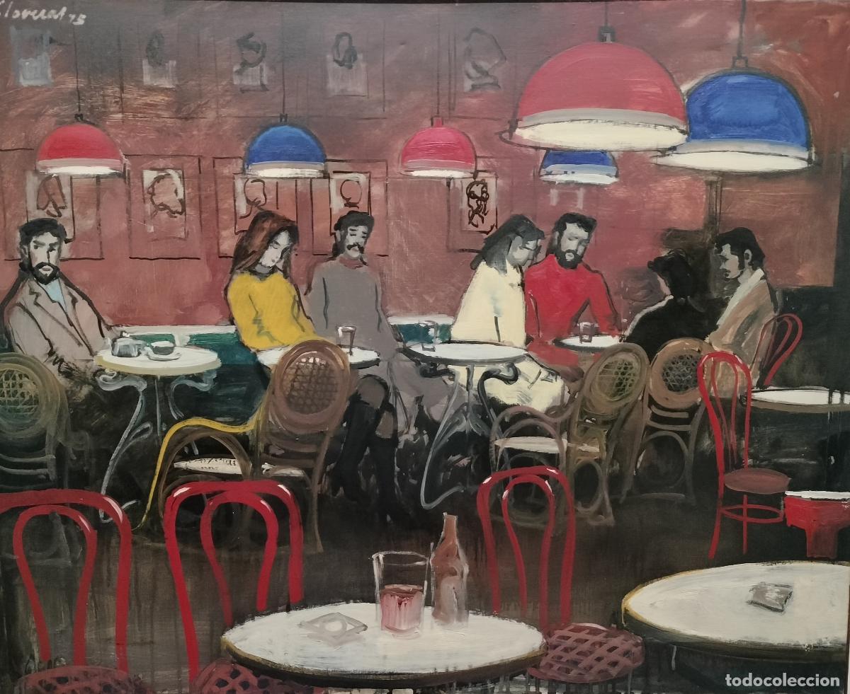 Arte: ESCENA DE BAR EN LA COVA DEL DRAC. FREDERIC LLOVERAS. &Oacute;LEO SOBRE LIENZO. ESPA&Ntilde;A. 1975.
