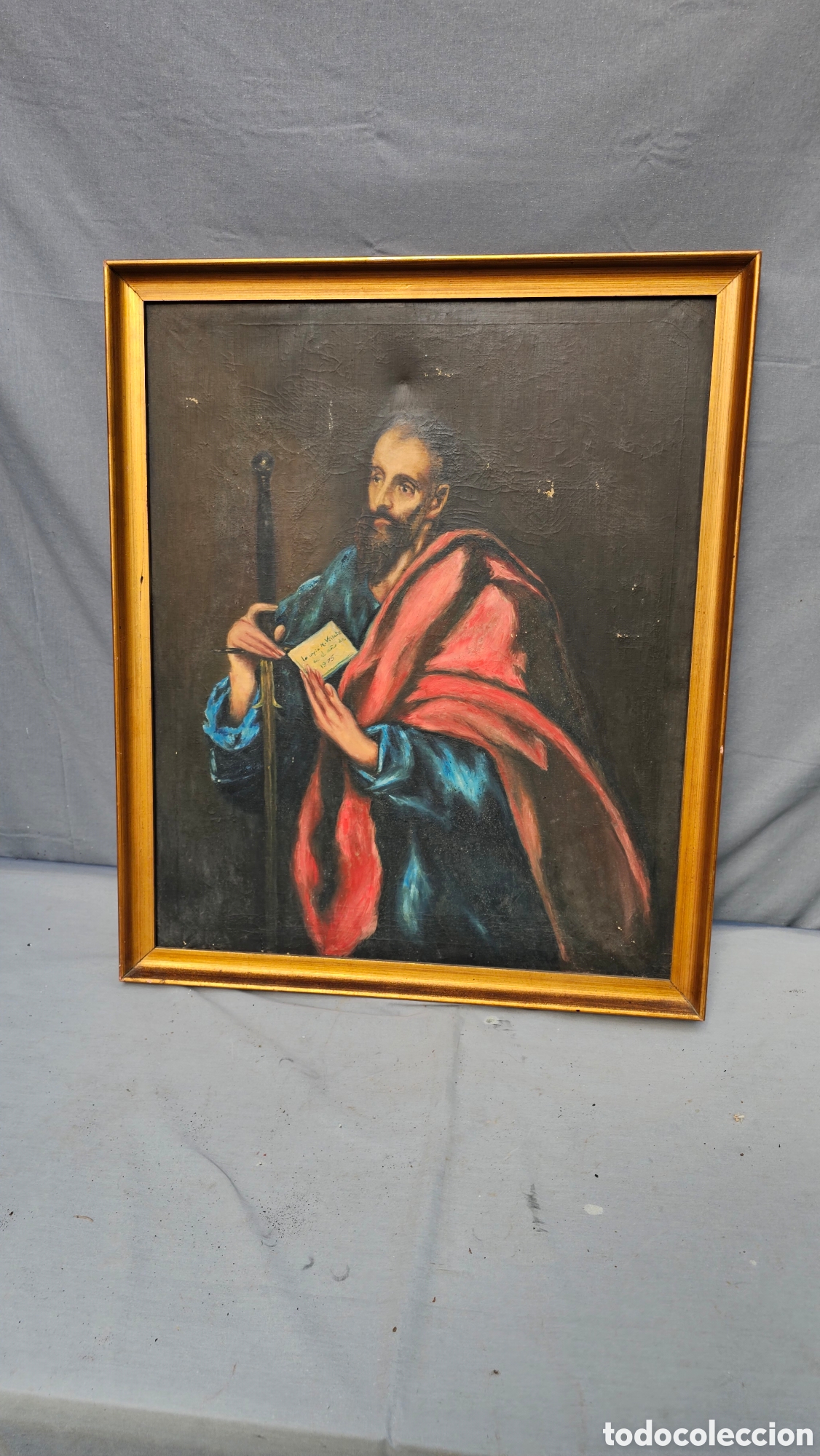 Arte: pintura al &oacute;leo 1975 representando al ap&oacute;stol San Pablo, inspirada en Dom&eacute;nikos Theotok&oacute;poulos