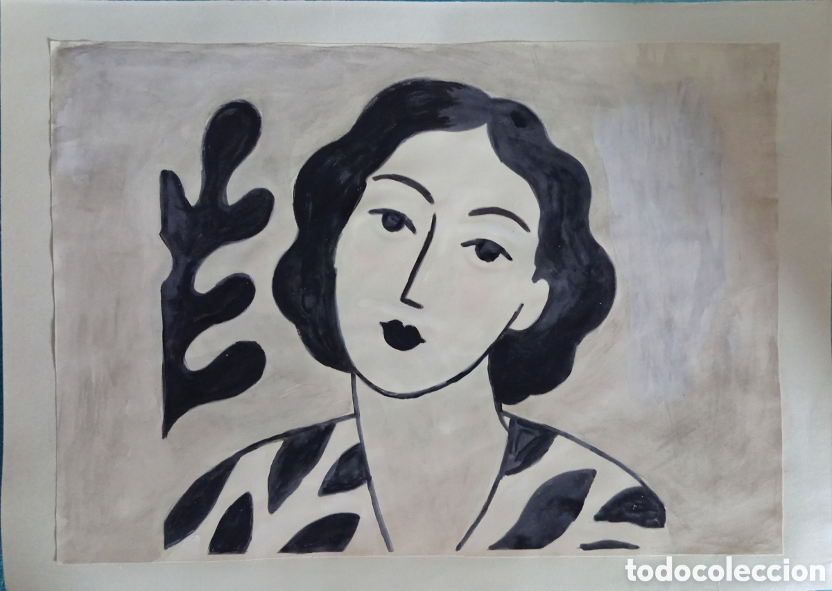 Arte: Interpretaci&oacute;n pintura dibujo (t&eacute;cnica mixta) de Matisse (16) acuarela y acr&iacute;lico sobre papel doble
