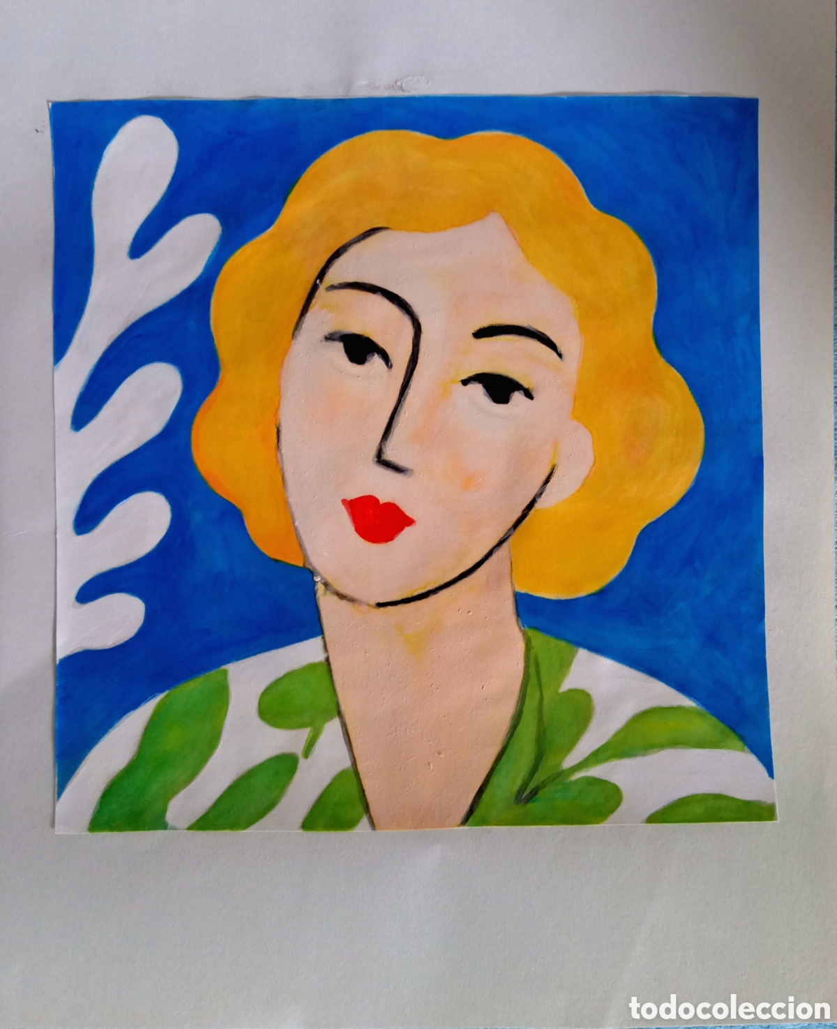 Arte: Interpretaci&oacute;n pintura dibujo (t&eacute;cnica mixta) de Matisse (18) acuarela y acr&iacute;lico sobre papel doble