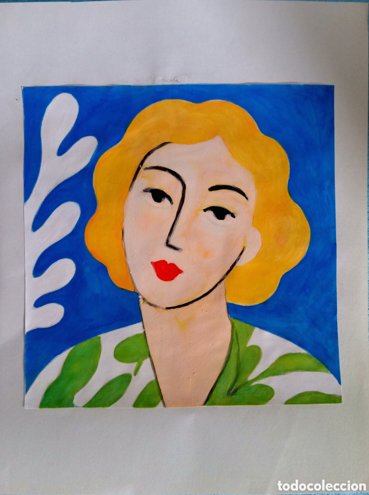 Arte: Interpretaci&oacute;n pintura dibujo (t&eacute;cnica mixta) de Matisse (18) acuarela y acr&iacute;lico sobre papel doble