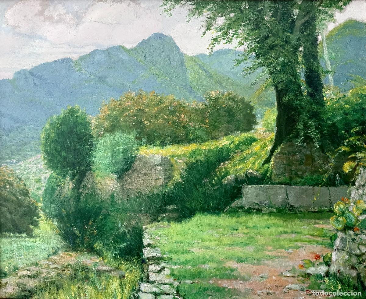 Arte: Moss&egrave;n Ramon Gimbert Canals &ndash; Paisaje del Montmell, Tarragona &ndash; &Oacute;leo sobre lienzo &ndash; 1965