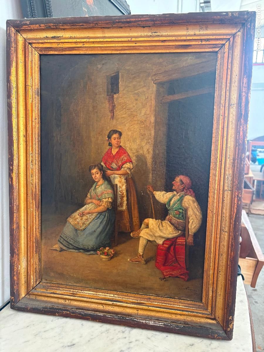 Arte: Cuadro tem&aacute;tica andaluza siglo xix firmado y fechado