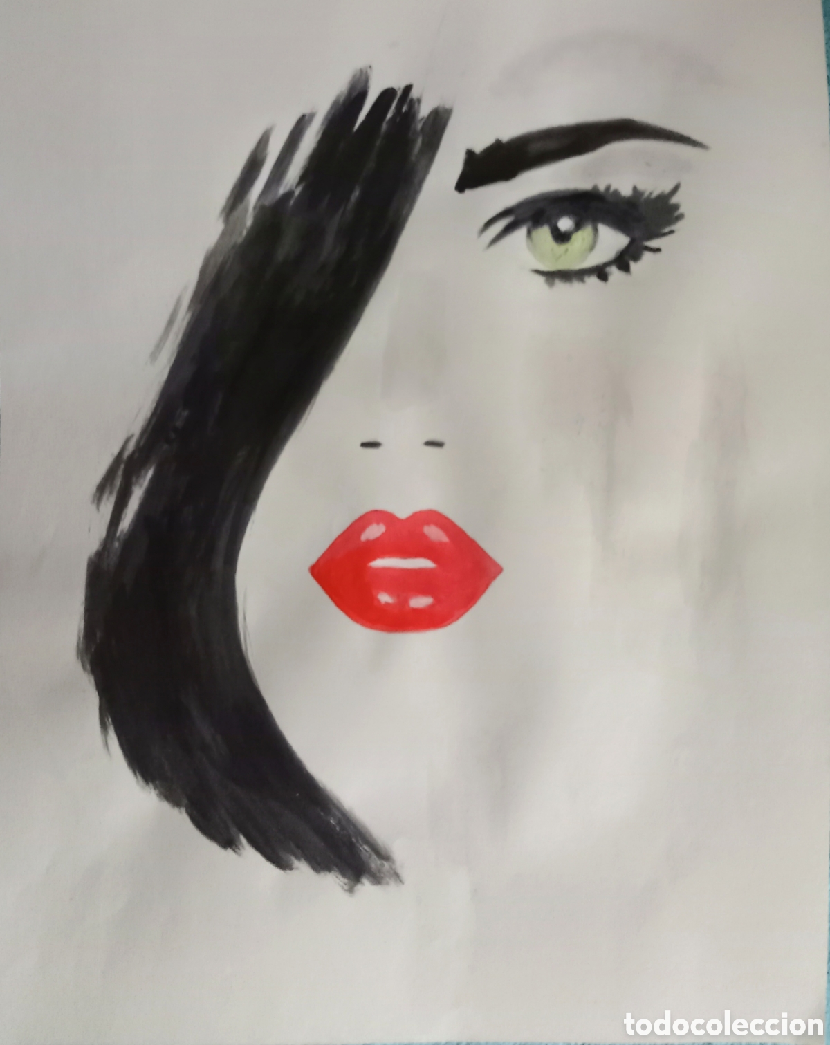 Arte: Cara rasgos (10) (t&eacute;cnica mixta) acuarela y acr&iacute;lico sobre papel 30,6cm x 21,8cm. Muy bonita