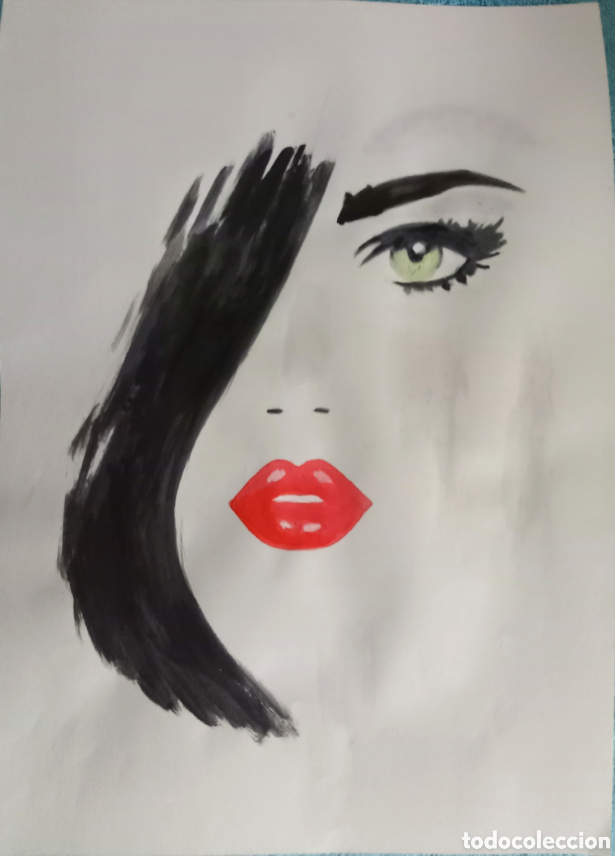 Kunst: Cara rasgos (10) (t&eacute;cnica mixta) acuarela y acr&iacute;lico sobre papel 30,6cm x 21,8cm. Muy bonita