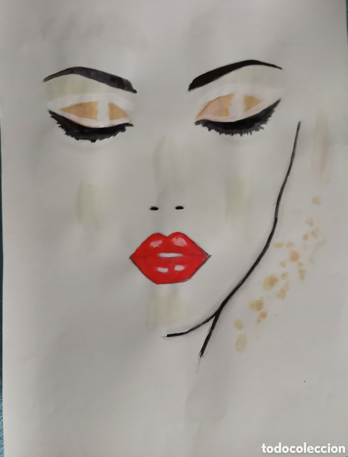 Arte: Cara rasgos (11) (t&eacute;cnica mixta) acuarela y acr&iacute;lico sobre papel 30,6cm x 21,8cm. Muy bonita