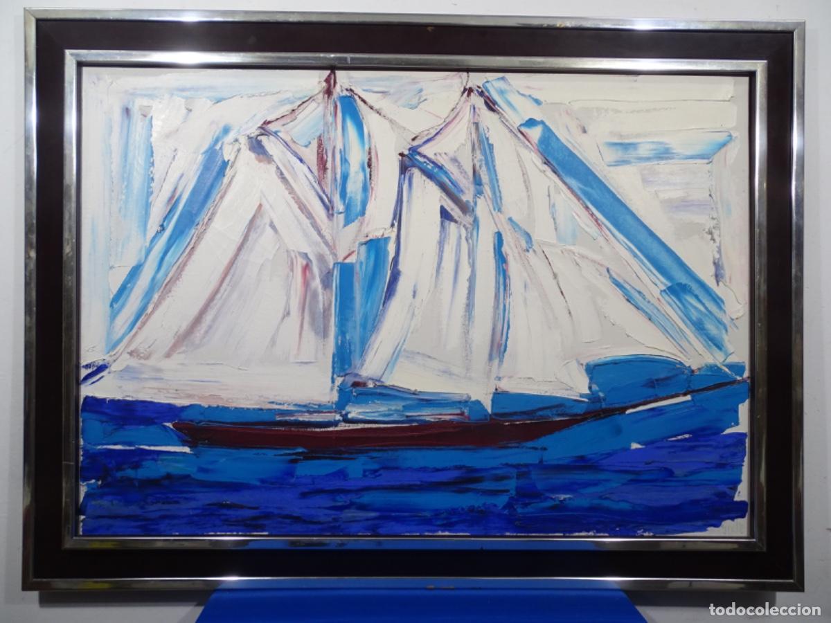 Arte: GRAN OLEO SOBRE TELA SIXTE BLASCO I BRUGUERA. VELERO.