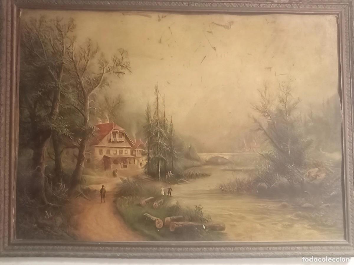 Arte: Cuadro antiguo paisaje