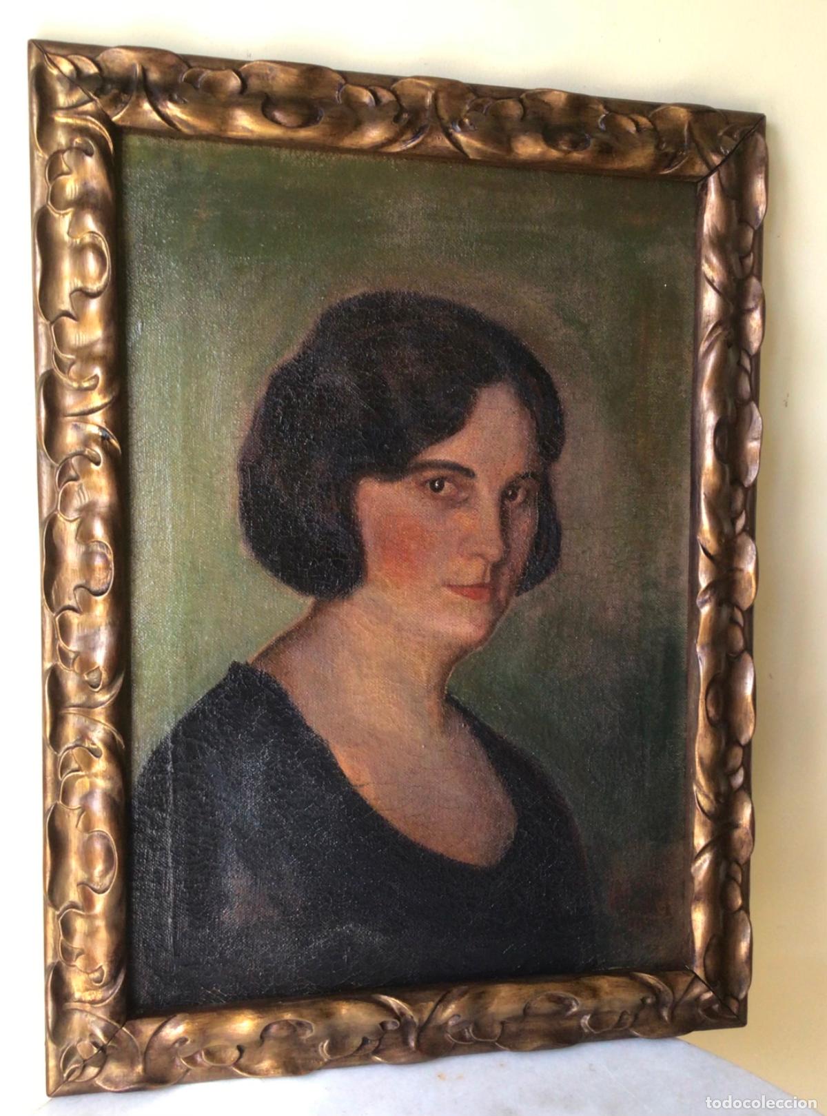 Arte: ANTIGUO OLEO SOBRE LIENZO 1930, RETRATO ESPA&Ntilde;OL DE DAMA CON JOYAS - FIRMADO