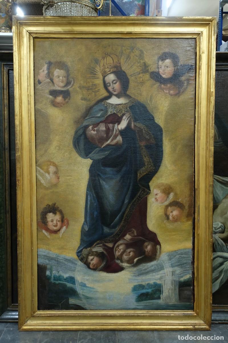 Arte: &Oacute;leo sobre lienzo Virgen pur&iacute;sima Taller de Juan de Zurbar&aacute;n siglo XVII
