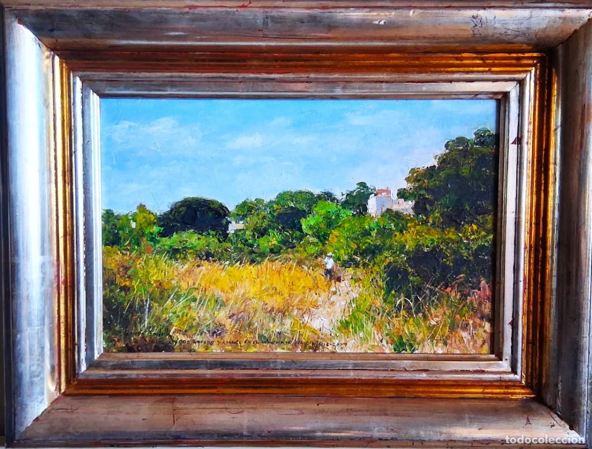 Kunst: GINER GODELLA (Godella,1942) &rdquo;Paisaje con figura&rdquo; &oacute;leo sobre lienzo (27.5 x 41)