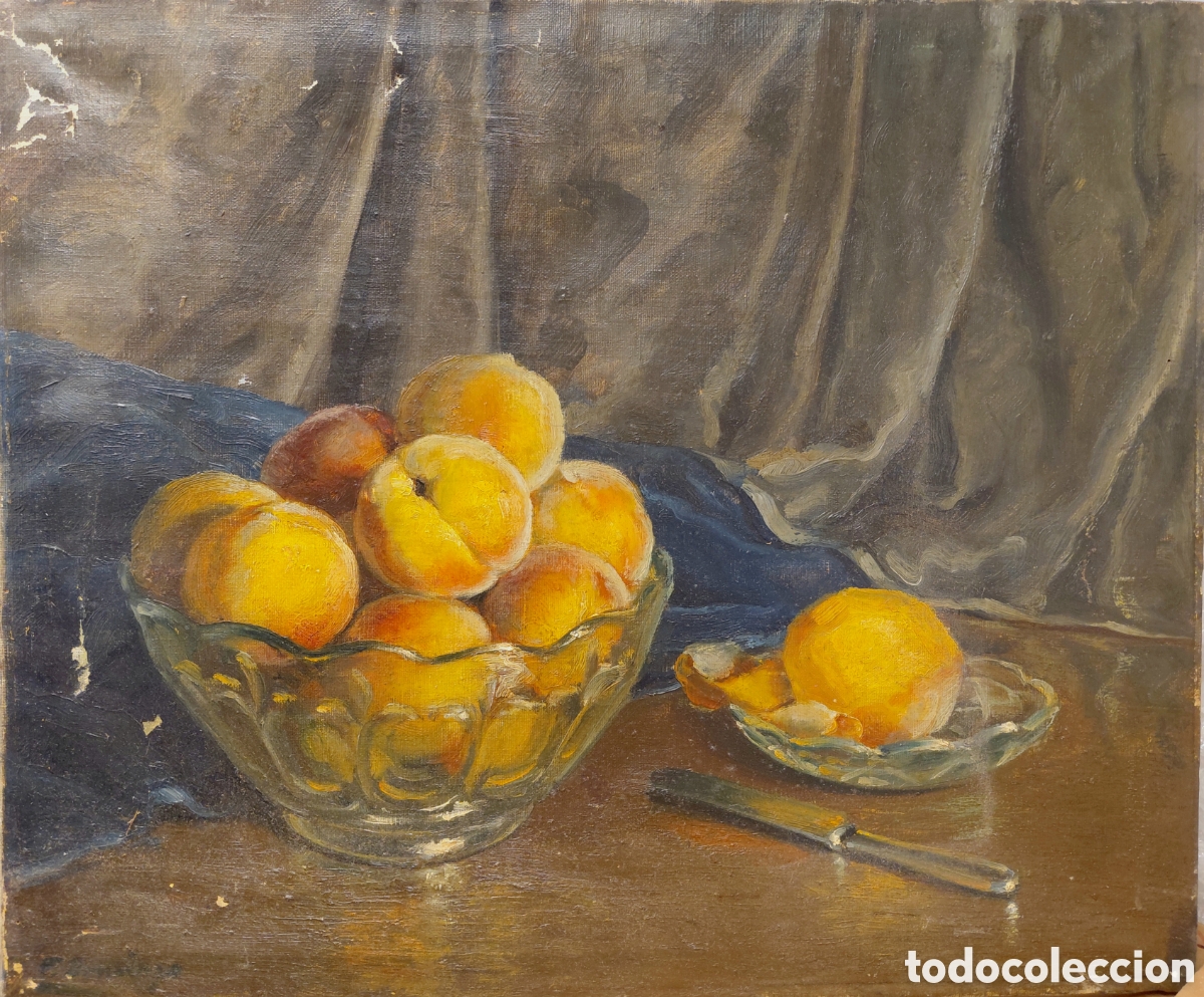 Kunst: Firma ilegible (s.XX). Bodeg&oacute;n, &oacute;leo sobre lienzo.