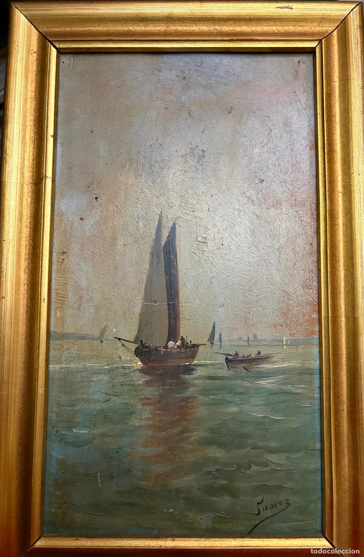 Arte: Marina escuela espa&ntilde;ola S XIX, firmada Su&aacute;rez (Alarc&oacute;n Su&aacute;rez)