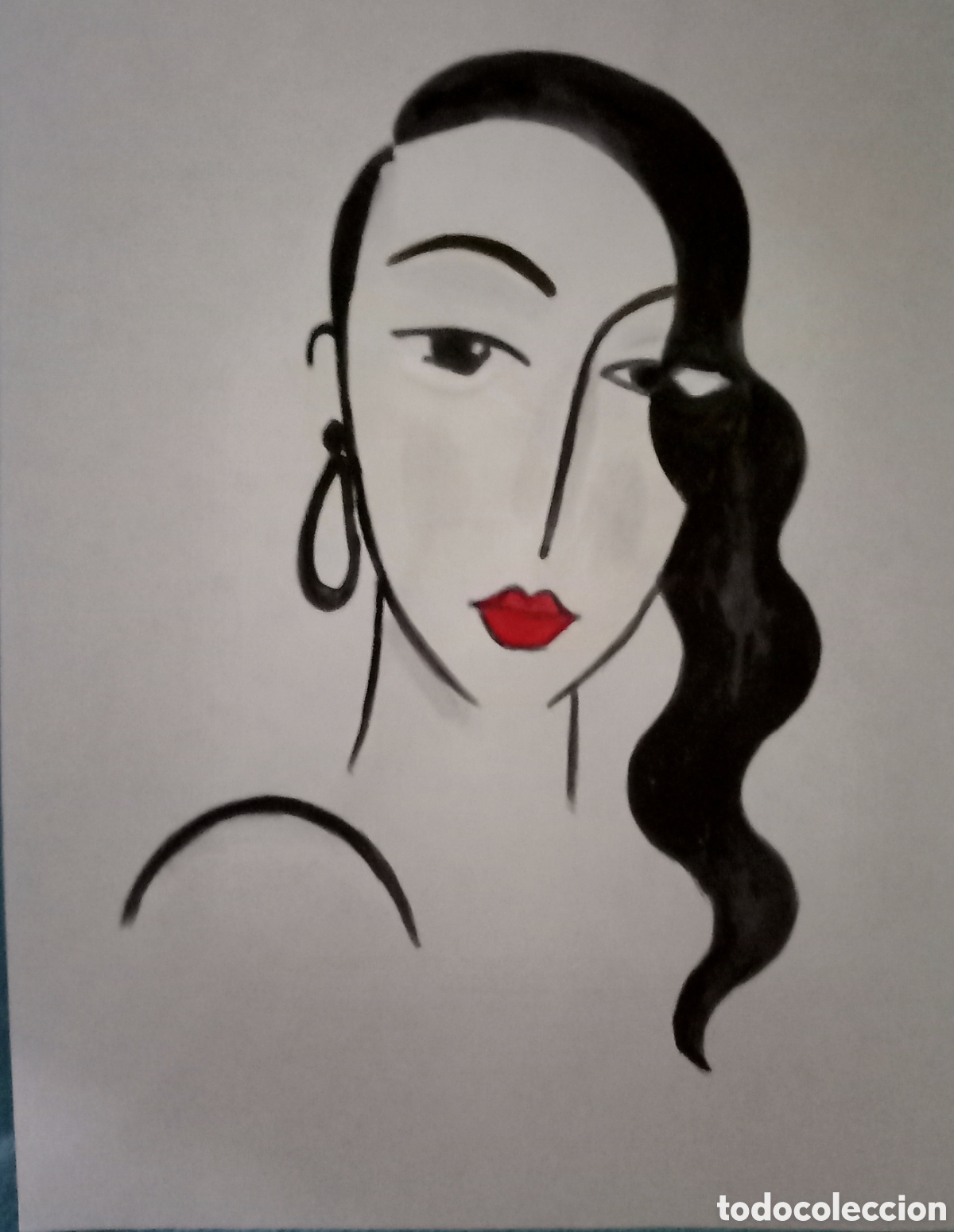Arte: Interpretaci&oacute;n pintura dibujo (t&eacute;cnica mixta) de Picasso (23) acuarela y acr&iacute;lico sobre papel 29,7..