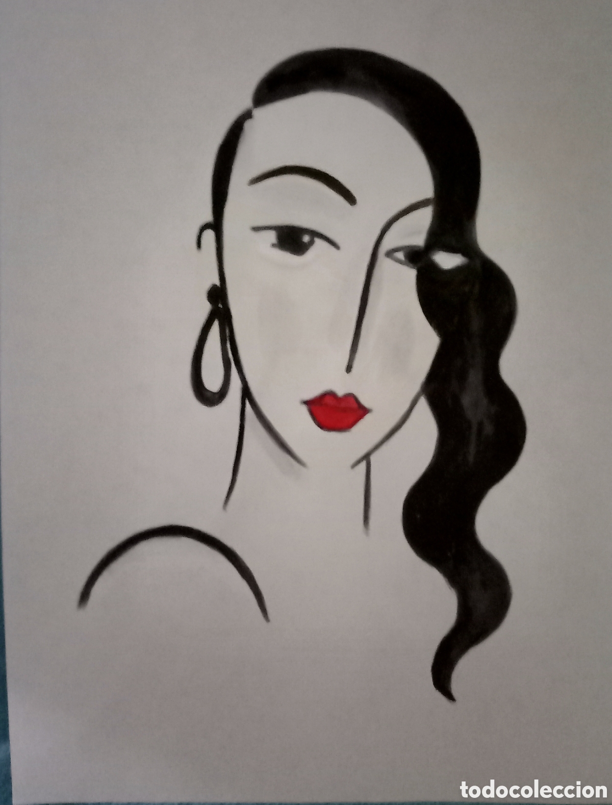Arte: Interpretaci&oacute;n pintura dibujo (t&eacute;cnica mixta) de Picasso (23) acuarela y acr&iacute;lico sobre papel 29,7..