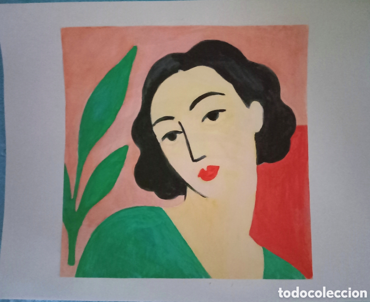 Arte: Interpretaci&oacute;n pintura dibujo (t&eacute;cnica mixta) de Matisse (21) acuarela y acr&iacute;lico sobre papel doble