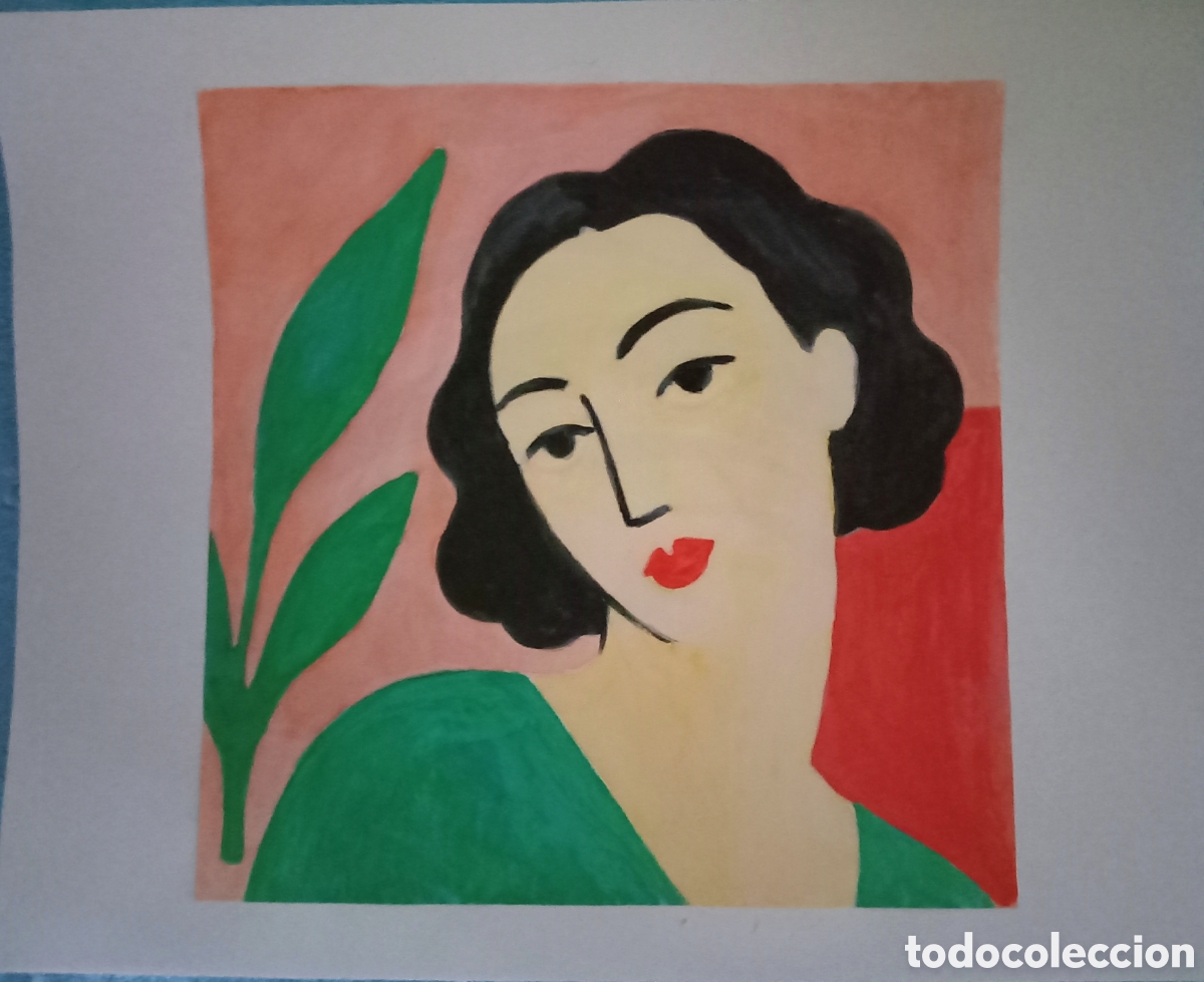 Arte: Interpretaci&oacute;n pintura dibujo (t&eacute;cnica mixta) de Matisse (21) acuarela y acr&iacute;lico sobre papel doble