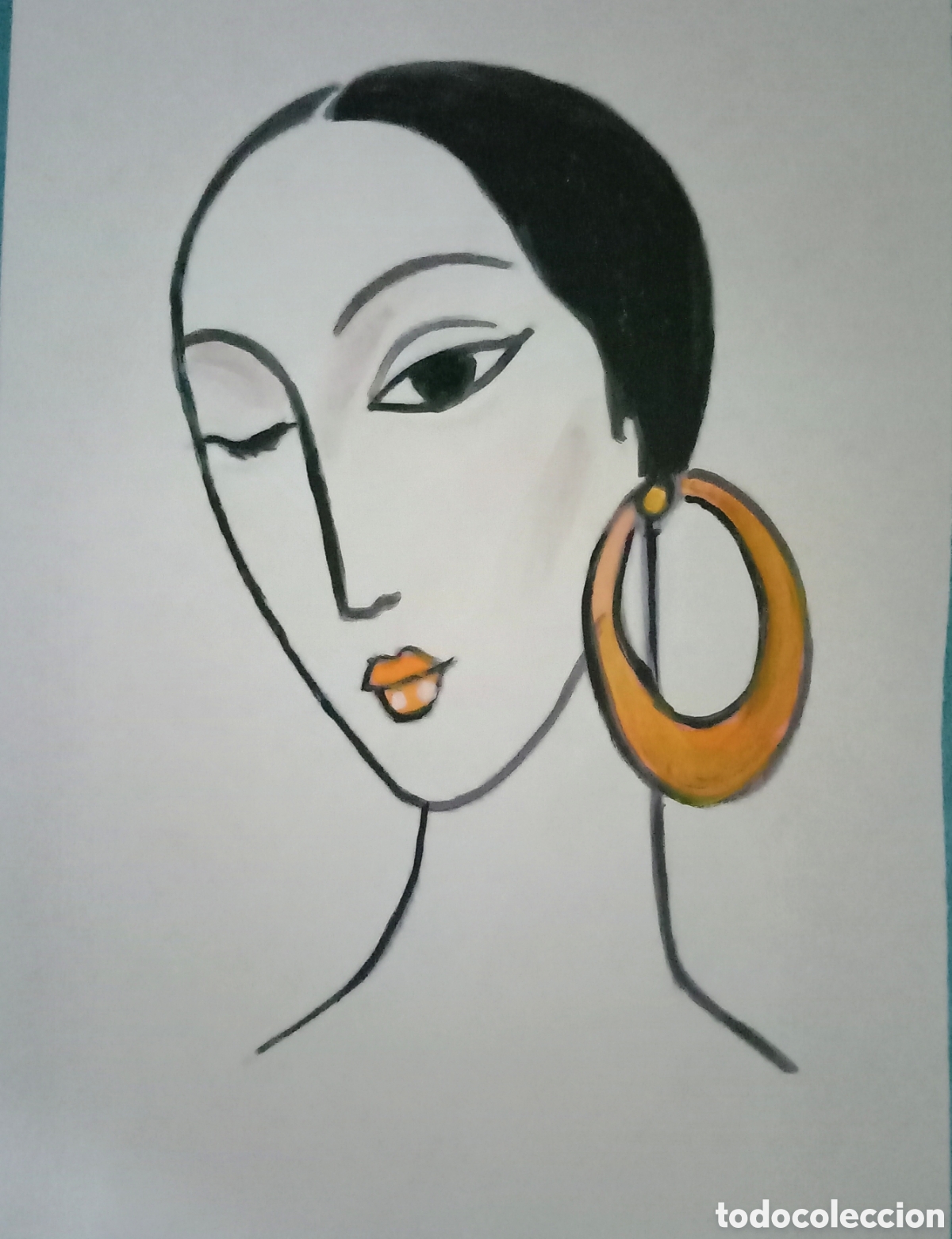 Arte: Interpretaci&oacute;n pintura dibujo (t&eacute;cnica mixta) de Picasso (24) acuarela y acr&iacute;lico sobre papel 29,7x2