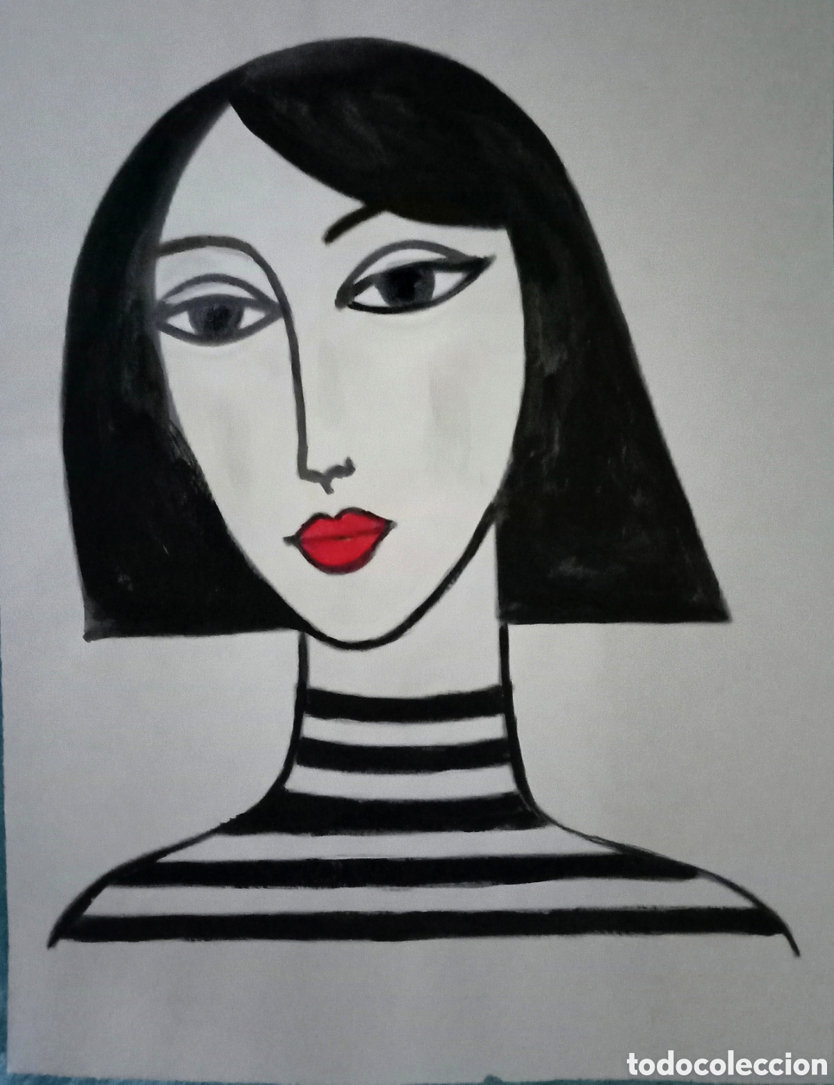 Arte: Interpretaci&oacute;n pintura dibujo (t&eacute;cnica mixta) de Picasso (27) acuarela y acr&iacute;lico sobre papel 29,7x2