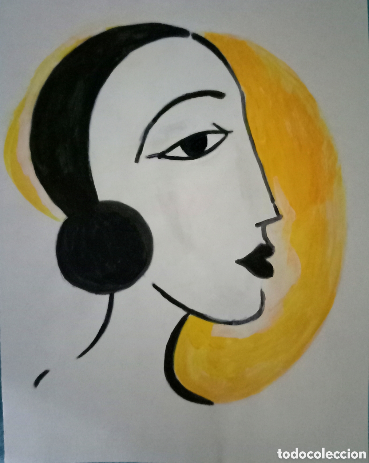 Arte: Interpretaci&oacute;n pintura dibujo (t&eacute;cnica mixta) de Picasso (28) acuarela y acr&iacute;lico sobre papel 29,7..