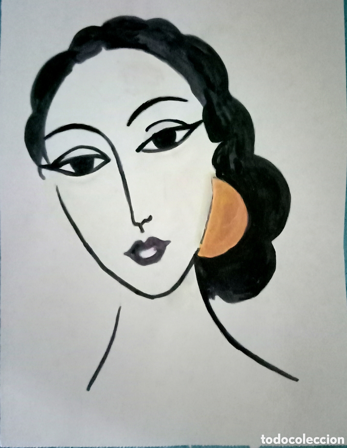 Arte: Interpretaci&oacute;n pintura dibujo (t&eacute;cnica mixta) de Picasso (30) acuarela y acr&iacute;lico sobre papel 29,7x2