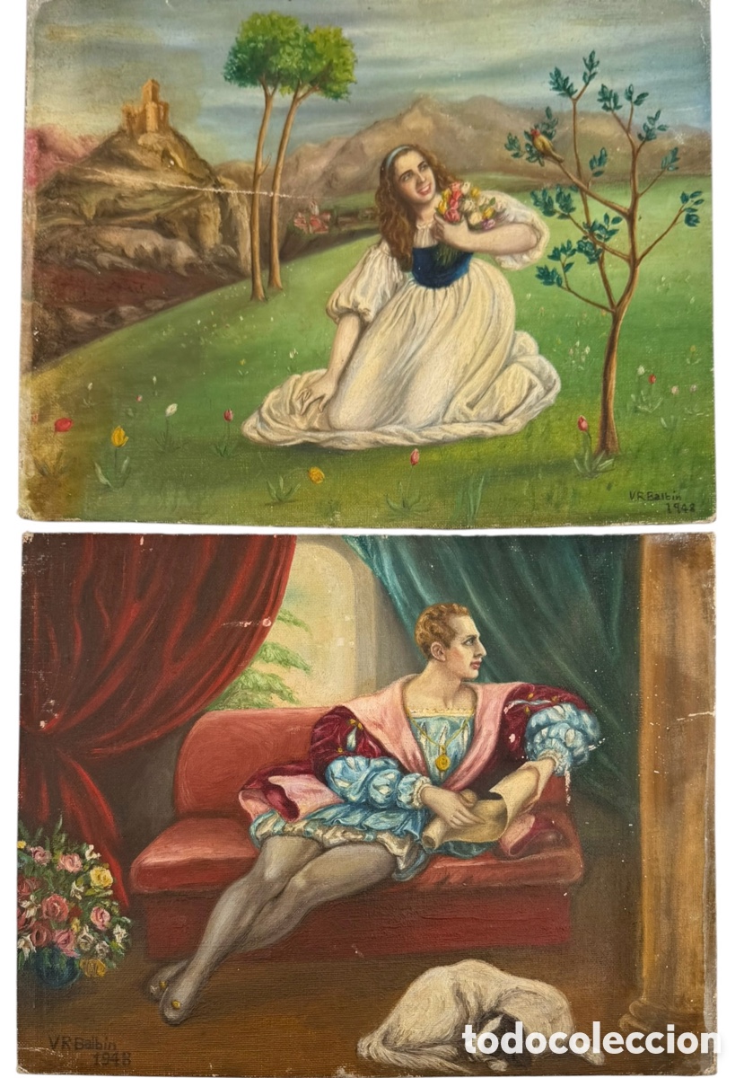 Kunst: Pareja de Pinturas al &oacute;leo Pr&iacute;ncipe y Princesa