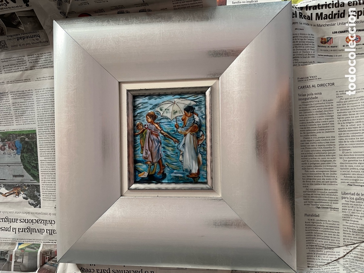 Arte: Pareja G. Reiz &ndash; Esmaltes sobre plata fina &ndash; La hora del ba&ntilde;o y Despu&eacute;s del ba&ntilde;o, motivo de Sorolla