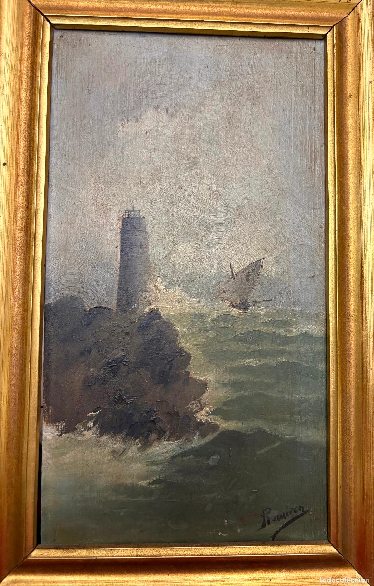 Arte: Marina escuela espa&ntilde;ola S XIX, firmada Ram&iacute;rez.