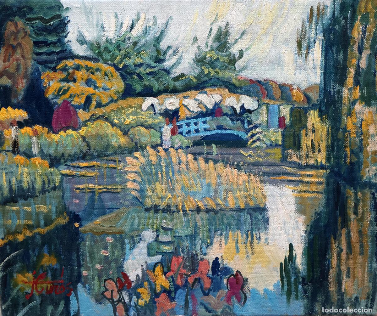 Arte: JORDI CUR&Oacute;S VENTURA (1930 - 2017) OLEO SOBRE TELA DEL A&Ntilde;O 1992. PAISAJE CON PUENTE