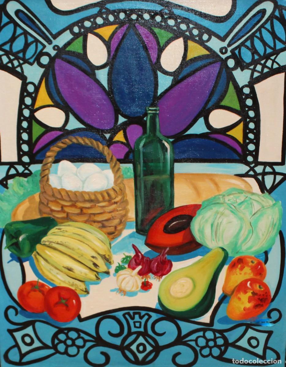 Arte: NICOLAS DELGADO (XX) OLEO SOBRE TELA TITULADO BODEGON TROPICAL. A&Ntilde;O 1996