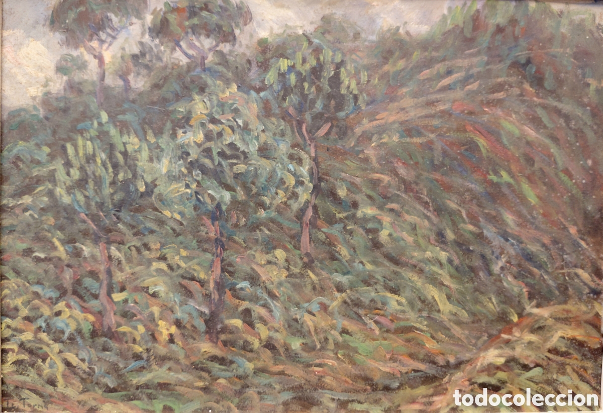 Arte: Trinidad Torn&eacute; (1879-1945). Paisaje, &oacute;leo sobre cart&oacute;n.