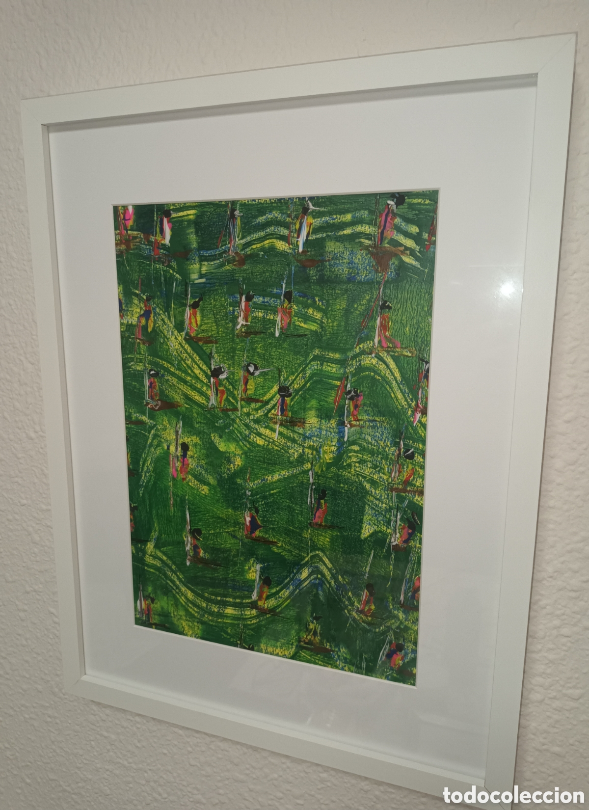 Arte: Pintura acr&iacute;lico abstracto enmarcada 20x30 cm