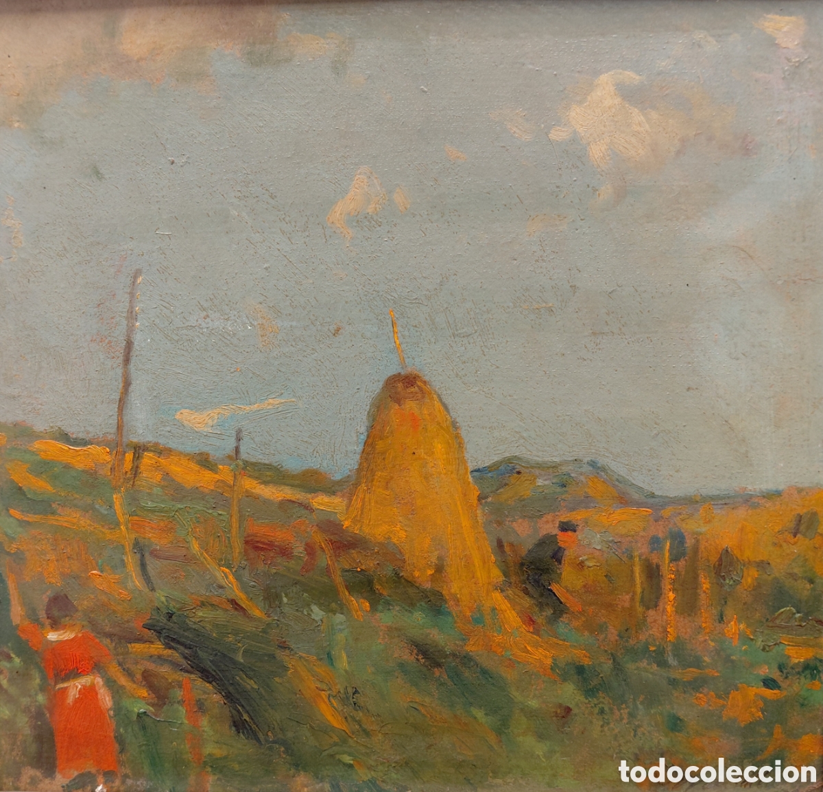 Kunst: Segundo Matilla Marina (1862-1937). Pajar, &oacute;leo sobre cart&oacute;n.
