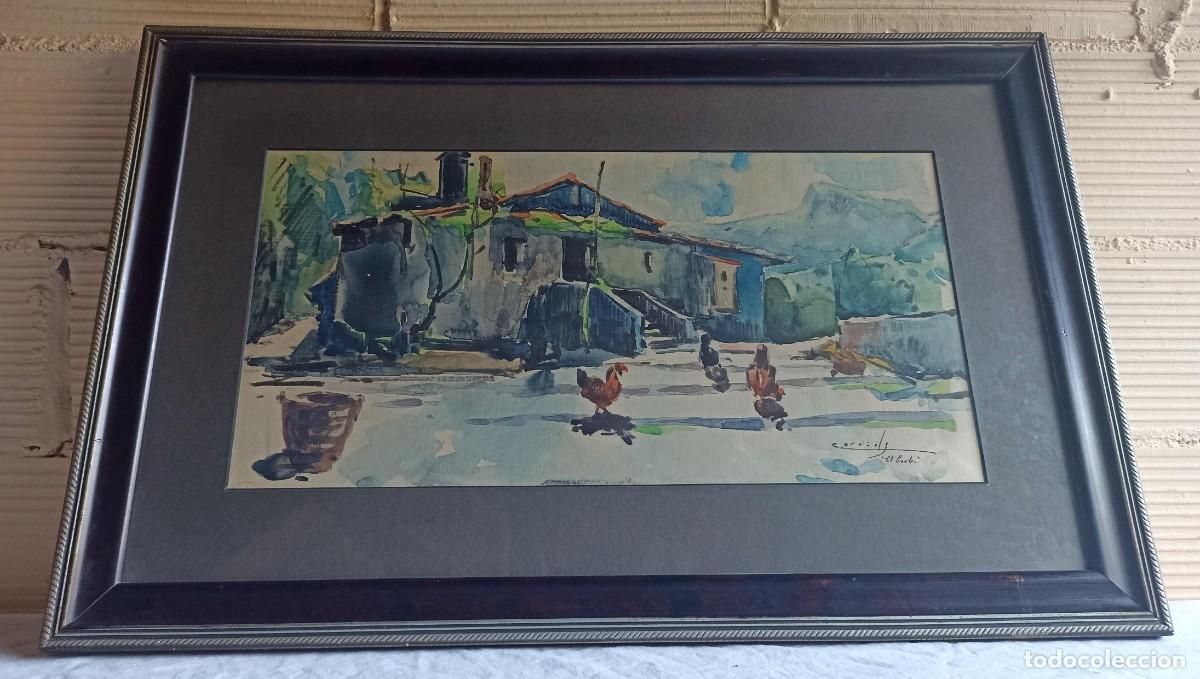 Arte: Pintura Corriols paisaje en acuarela