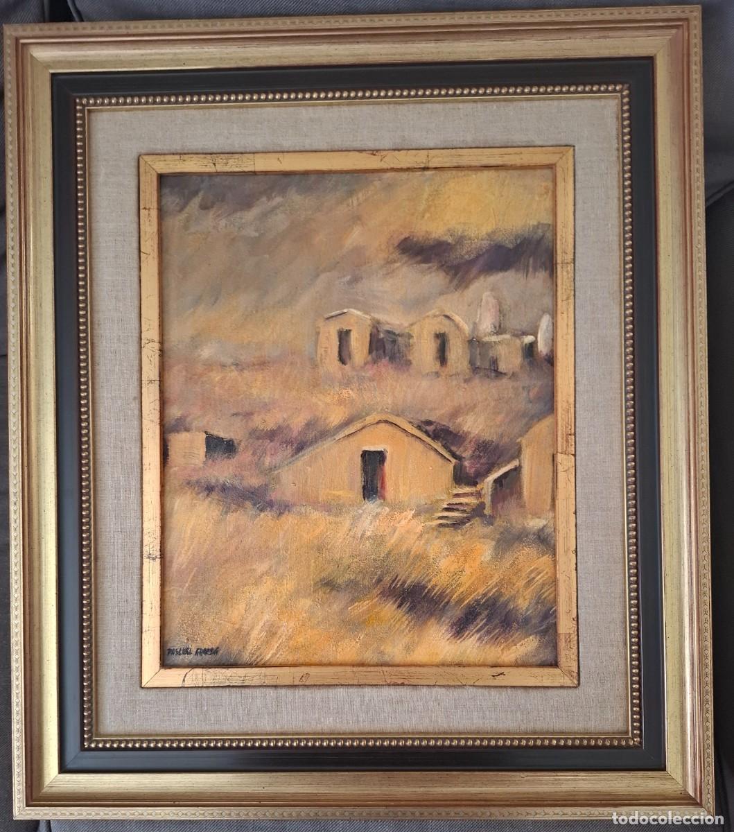 Arte: PASCUAL ARANDA: BODEGAS DE MUCIENTES (&Oacute;LEO SOBRE LIENZO-ORIGINAL)
