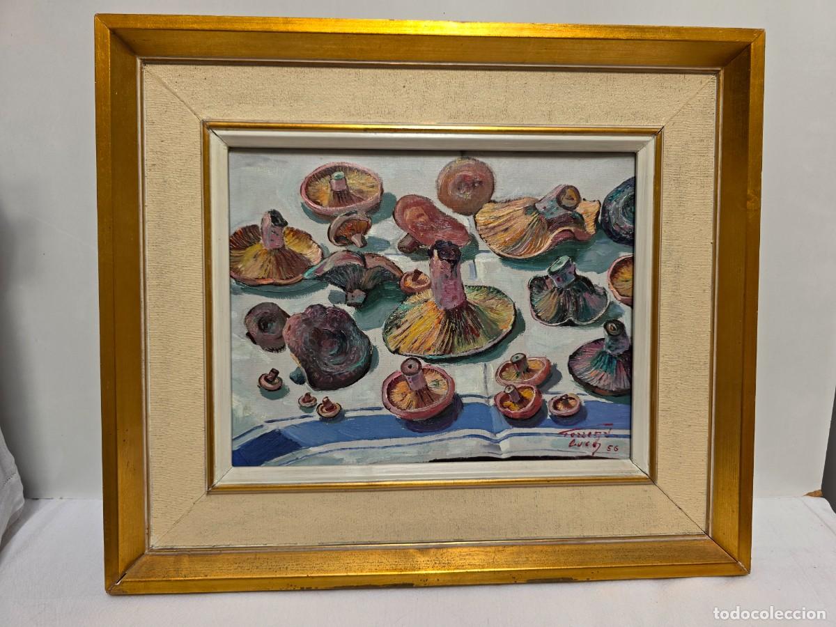 Arte: Pintura al &oacute;leo: Bodeg&oacute;n con robellones / n&iacute;scalos - Firmado Torrent Buch 56 - Marco dorado (51x43 c