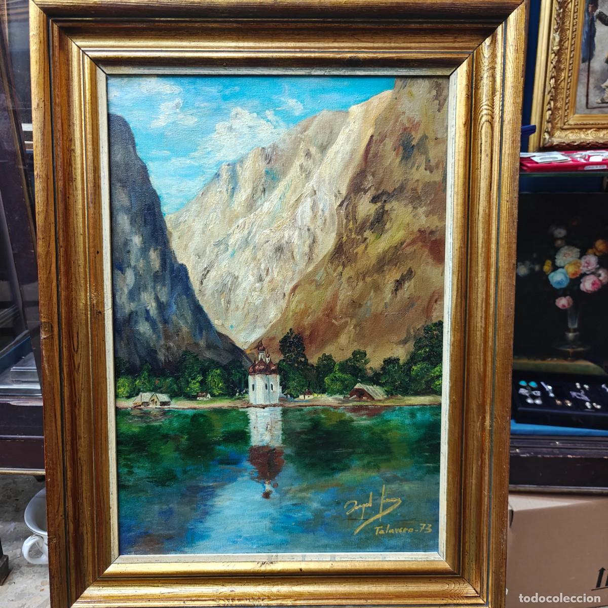 Kunst: Cuadro &Oacute;leo Sobre Lienzo Paisaje Alpino San Bartolom&eacute; San Bartoloma K&ouml;nigssee Firmado Talavera 1973