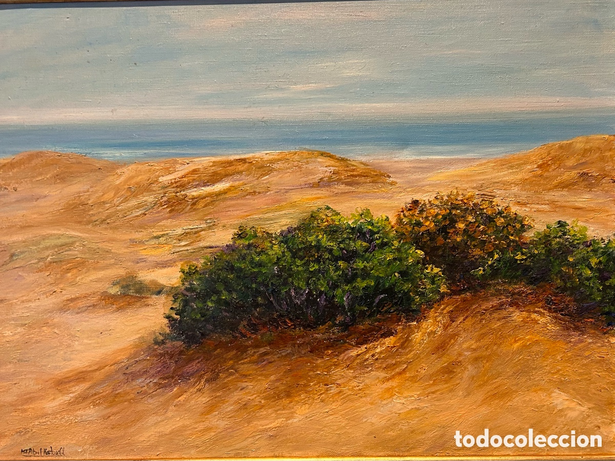 Art: Mar&iacute;a Teresa Abril Martorell &ndash; Paisaje de dunas junto al mar &ndash; &Oacute;leo sobre lienzo, 78 &times; 57 cm
