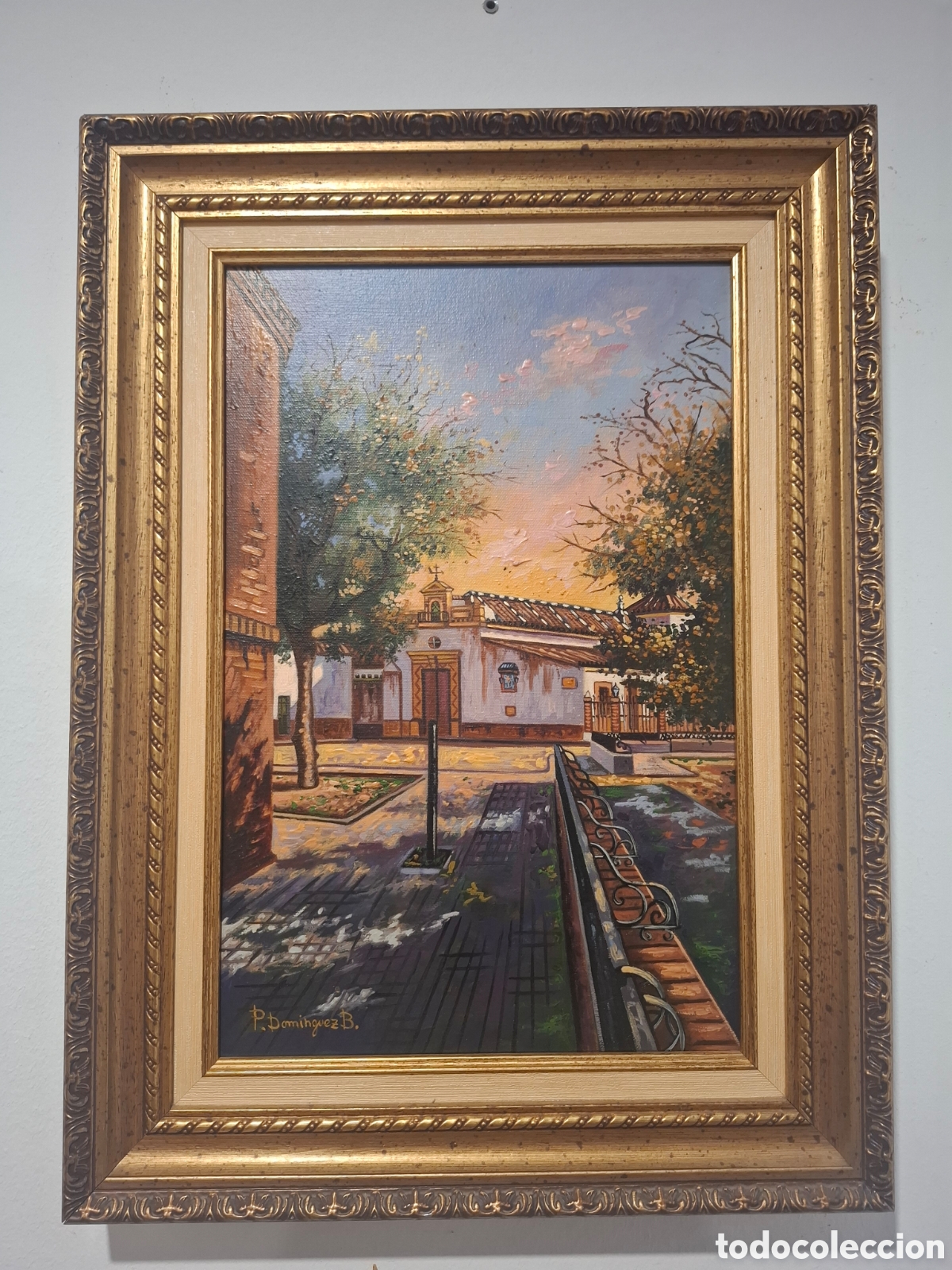 Arte: Oleo sobre lienzo 53x39 iglesia de jerez