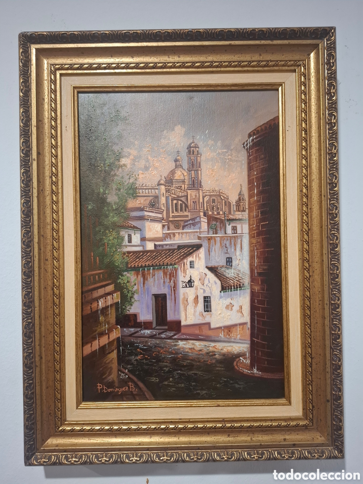 Arte: Oleo calle de jerez de Dom&iacute;nguez 53x39