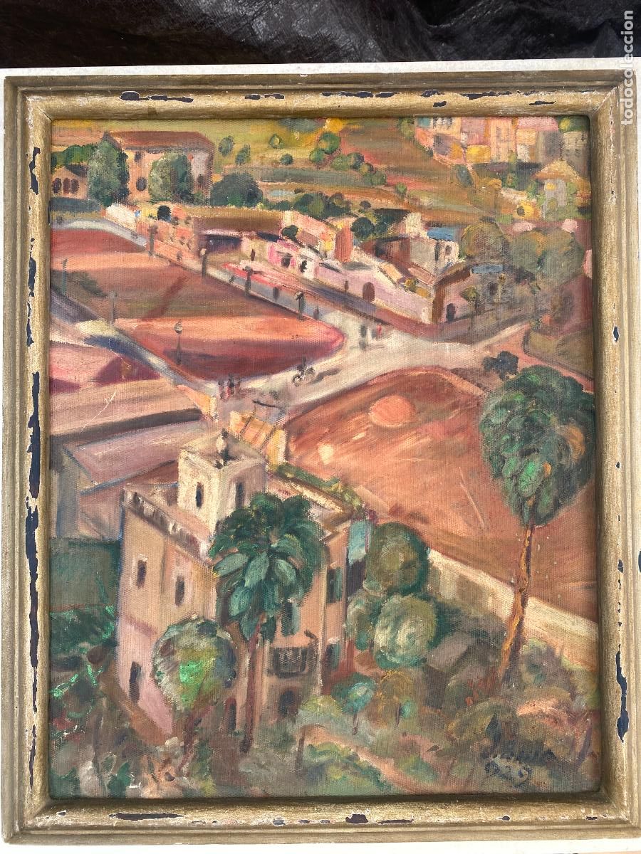 Arte: BASSA, Jaume. Paisaje urbano de las afueras de Barcelona. 1929.