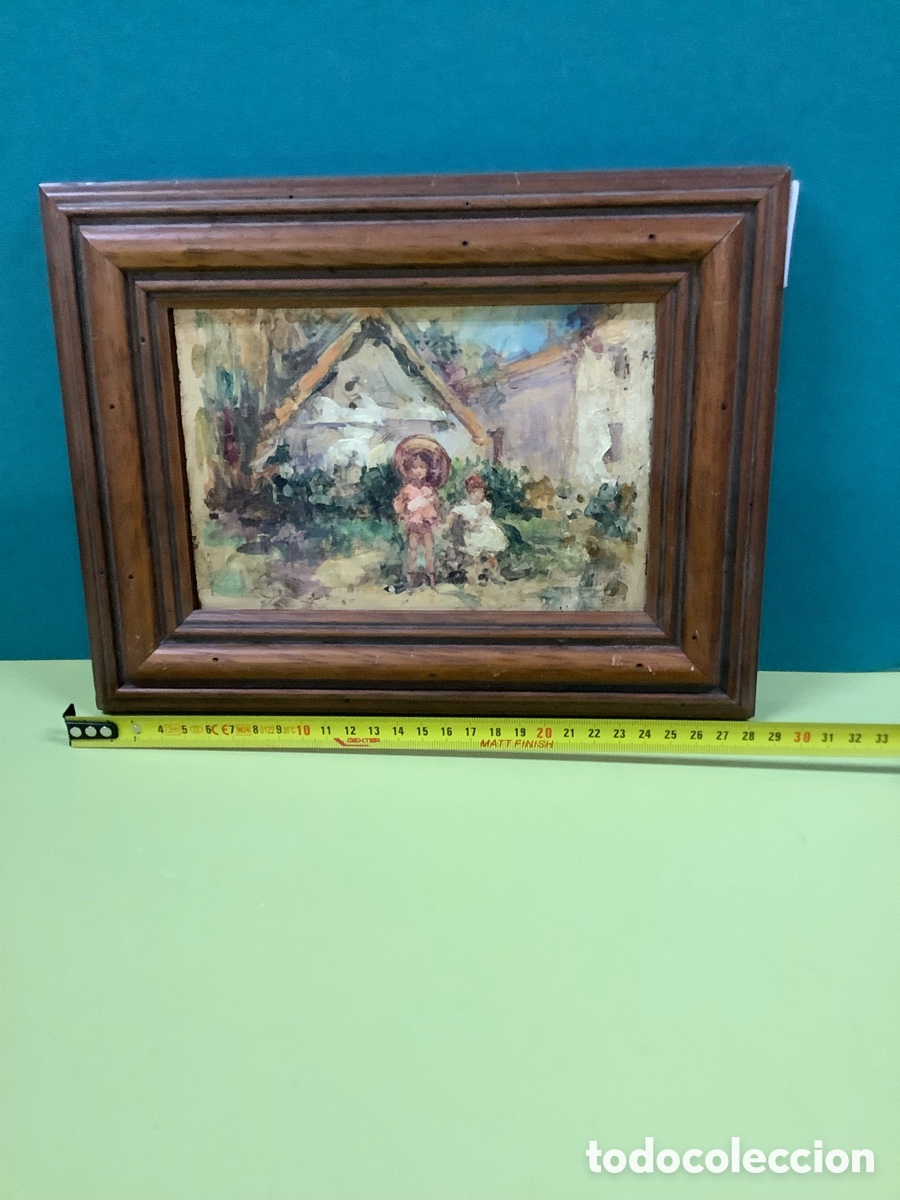 Arte: &ldquo;Ni&ntilde;os delante de barracas&rdquo; oleo sobre tabla