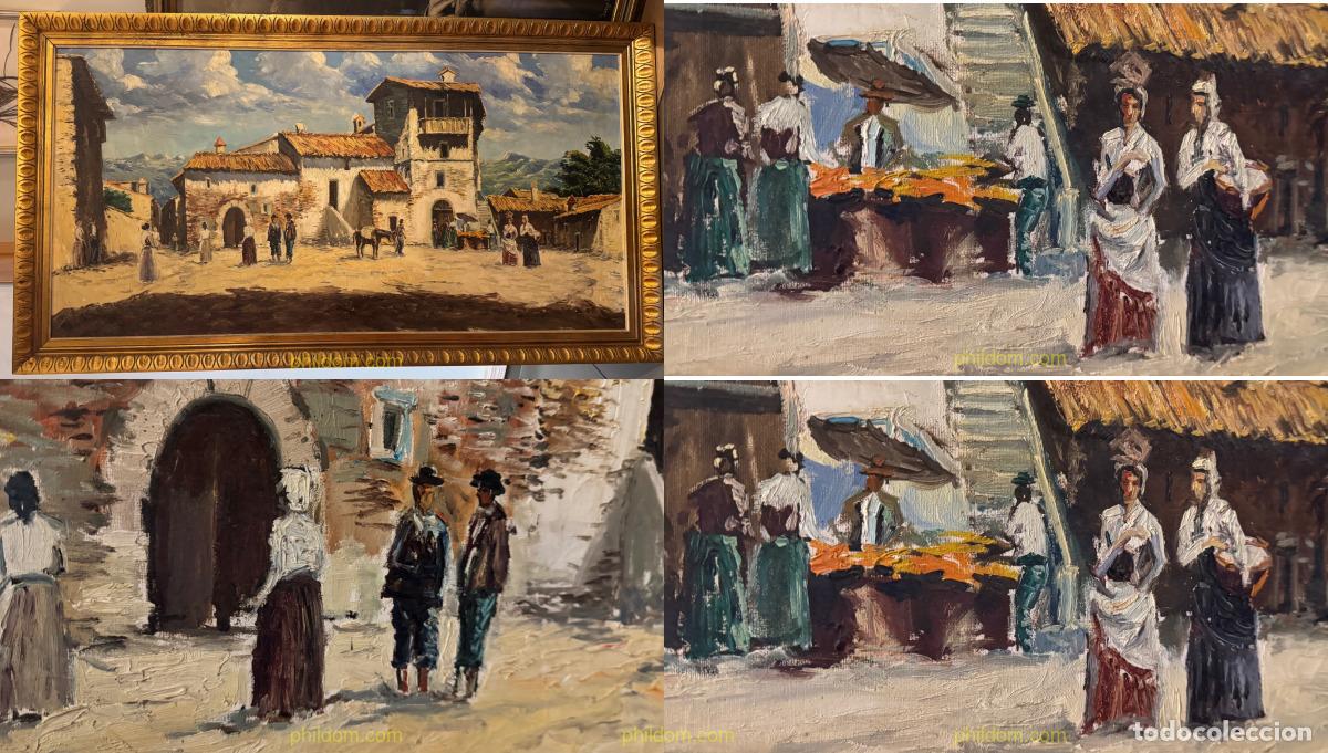 Arte: OLEO ESCENA DE PUEBLO TIPICA 164x89cm