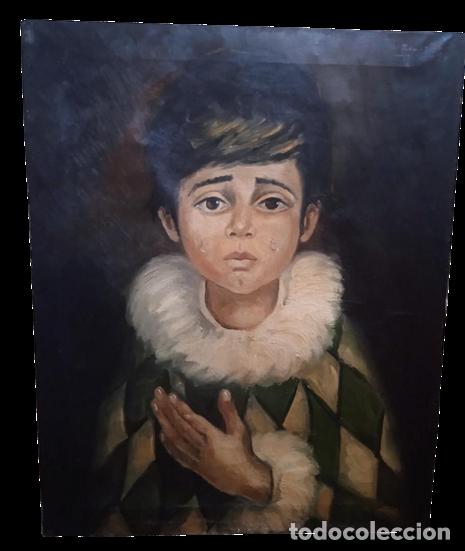 Art: Ni&ntilde;o con l&aacute;grimas, &oacute;leo sobre lienzo, firmado V. Zapata
