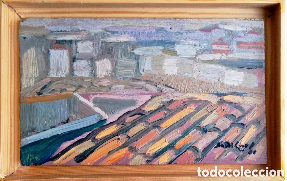 Arte: PERE BRULL CARRERAS (VILANOVA I LA GELTR&Uacute; 1943-2020) OLEO. TEJADO DE UN CARMEN. GRANADA 1968.
