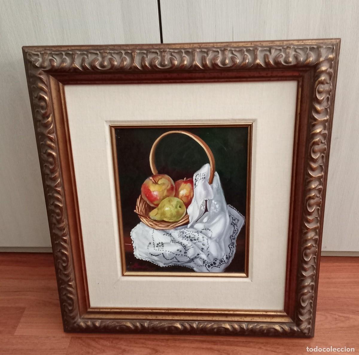 Arte: cuadro al oleo con bastidor.. bodegon.. firmado. mide 27 x 22 cm.