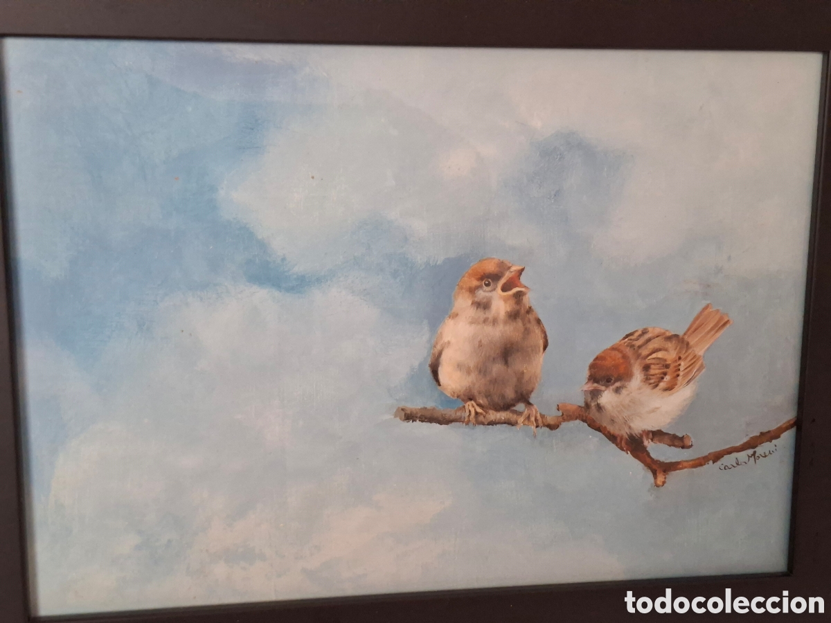 Art: &rdquo;Gorriones&rdquo; Pintura al oleo Carla Moreni. Firmada por autora